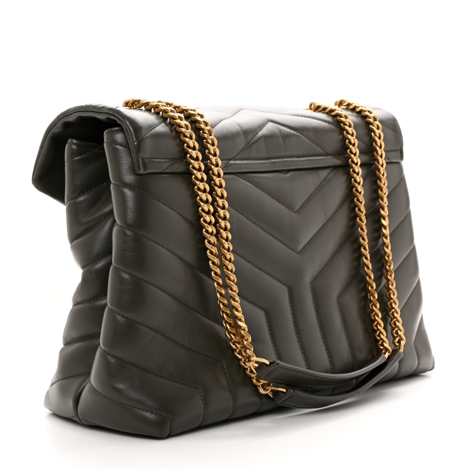 Saint Laurent Calfskin Y Quilted Monogram Medium Loulou Chain Satchel Pebble 3 of 11