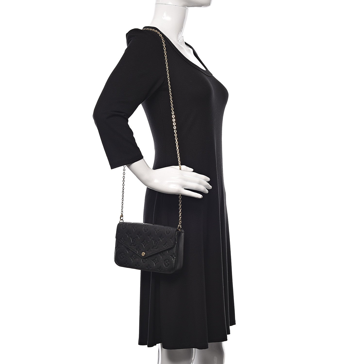 Louis Vuitton Empreinte Pochette Felicie Chain Wallet Black 2 of 12