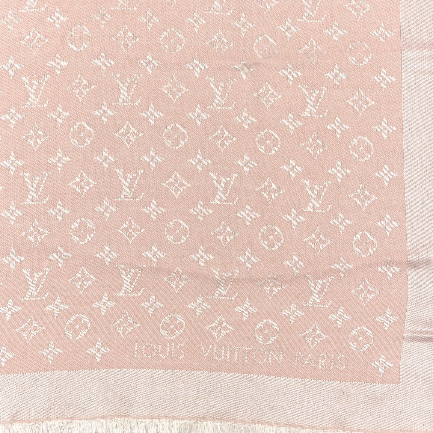 Wool Silk Monogram Shawl Pink