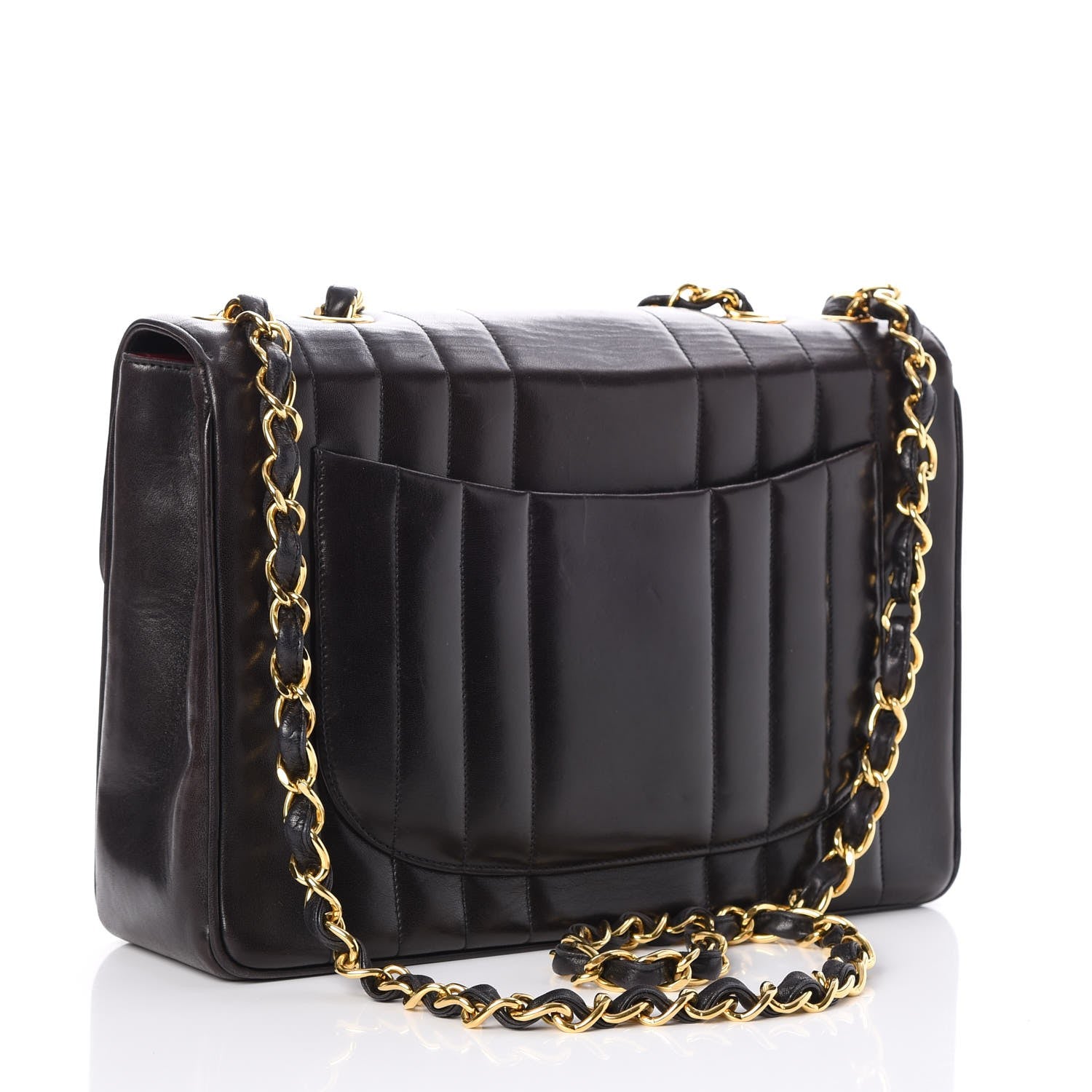 Chanel Lambskin Vertical Quilt Jumbo Single Flap Black 3 of 10