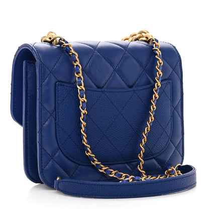 Chanel Calfskin Caviar Quilted Mini Chain Handle Flap Blue 3 of 10
