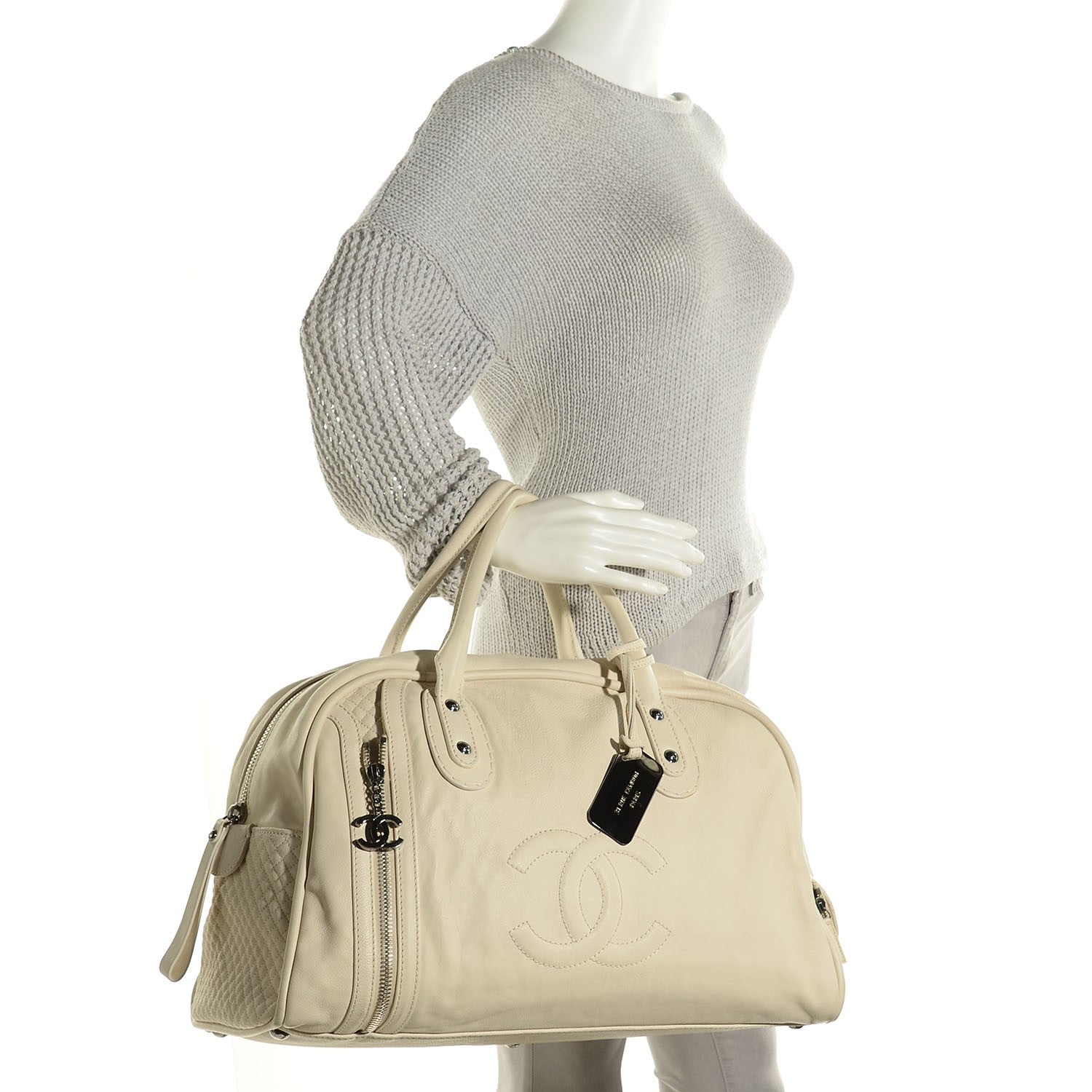 Chanel Calfskin Large Bowler White 2 of 7