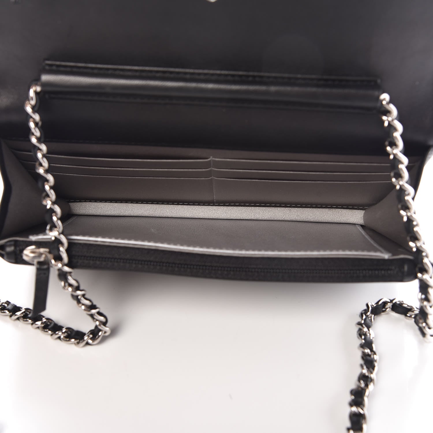 Chanel Lambskin Camellia Embossed Wallet On Chain WOC Black 5 of 11
