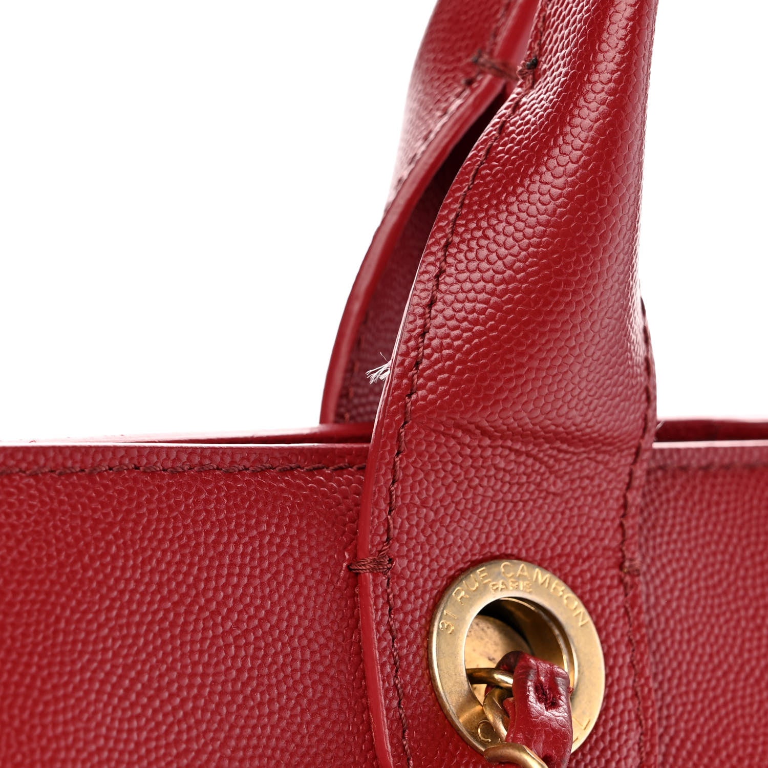 Chanel Caviar Small Studded Deauville Tote Red 10 of 10