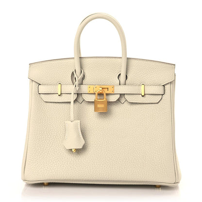 Hermes Togo Horseshoe Birkin 25 Craie Lime 1 of 9