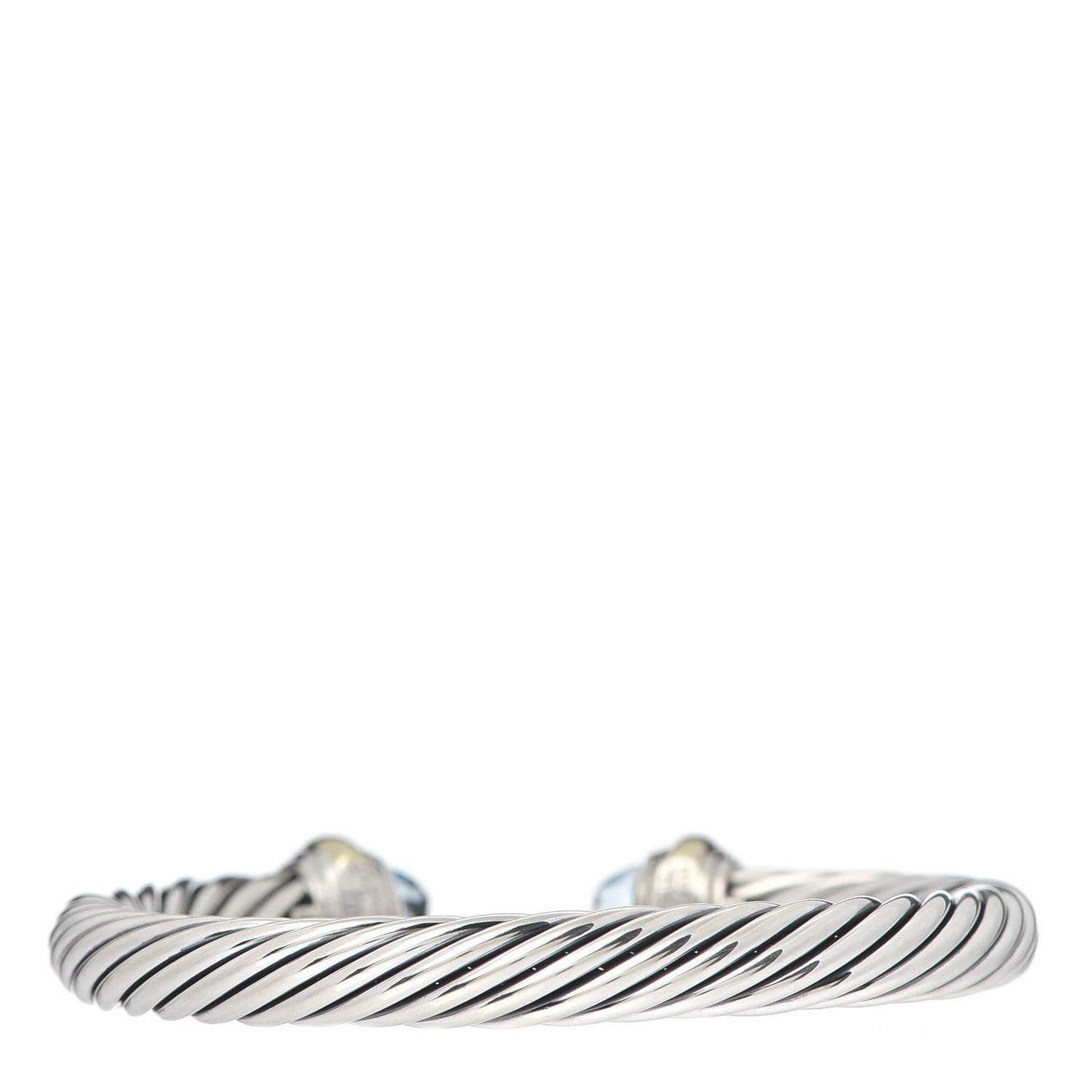 Sterling Silver 14K Yellow Gold Blue Topaz 7mm Cable Classics Bracelet