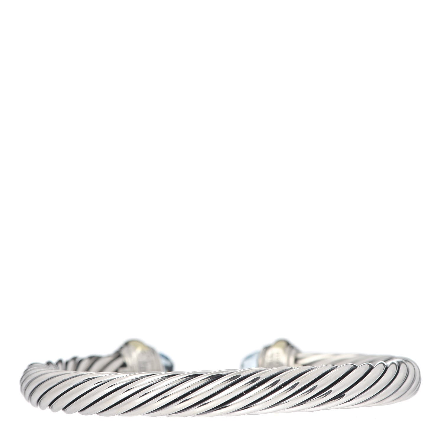 David Yurman Sterling Silver 14K Yellow Gold Blue Topaz 7mm Cable Classics Bracelet 3 of 5
