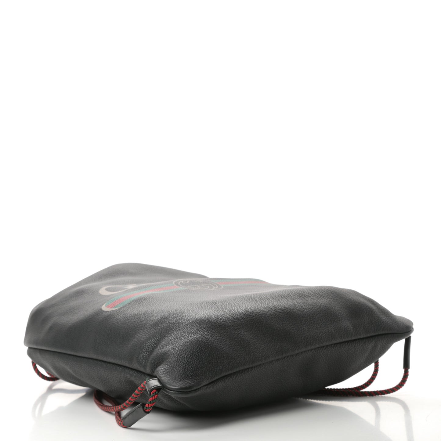 Calfskin Logo Drawstring Backpack Black