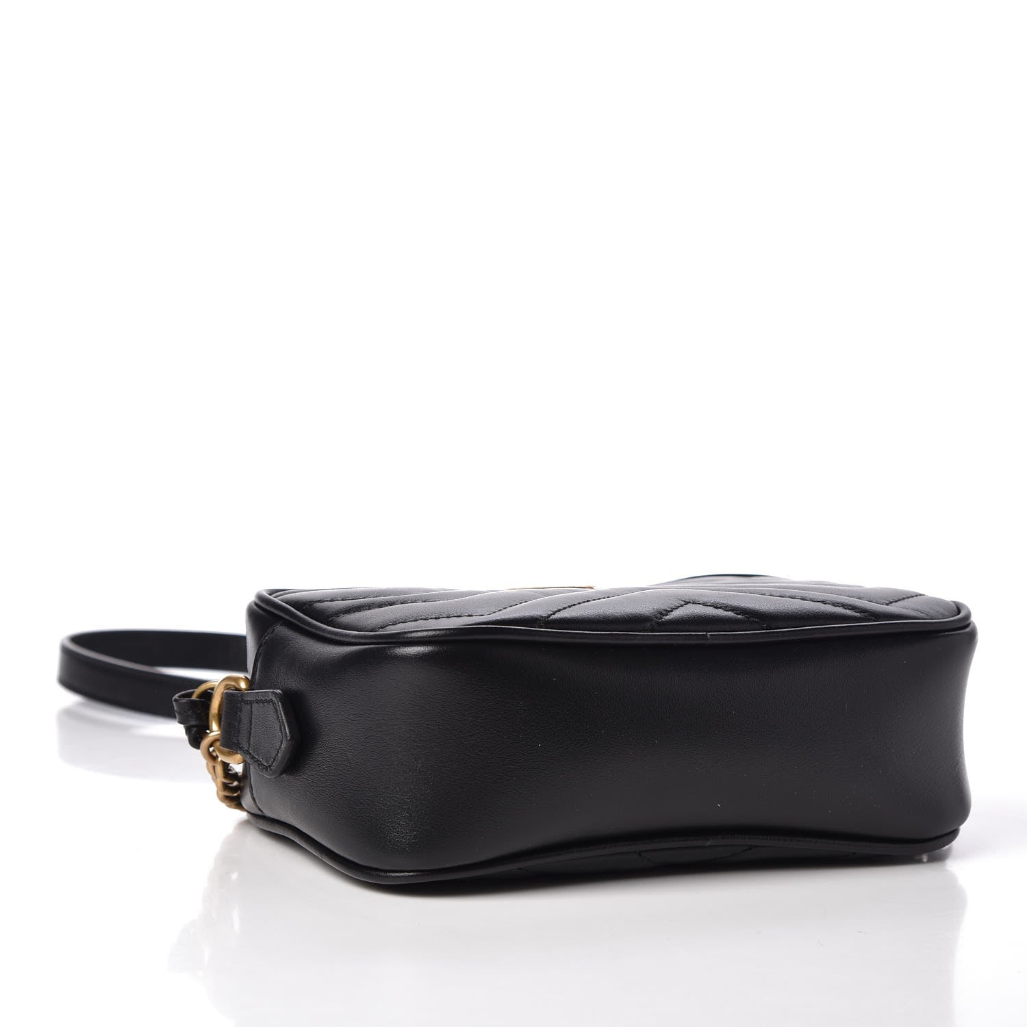 Gucci Calfskin Matelasse Mini GG Marmont Chain Shoulder Bag Black 4 of 8