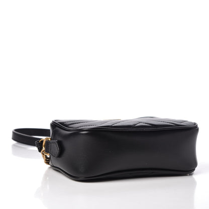 Gucci Calfskin Matelasse Mini GG Marmont Chain Shoulder Bag Black 4 of 8