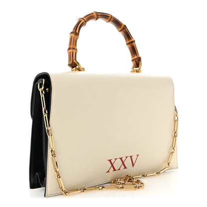 Gucci Calfskin Snakeskin Medium Ottilia Top Handle Bag Black White 3 of 11