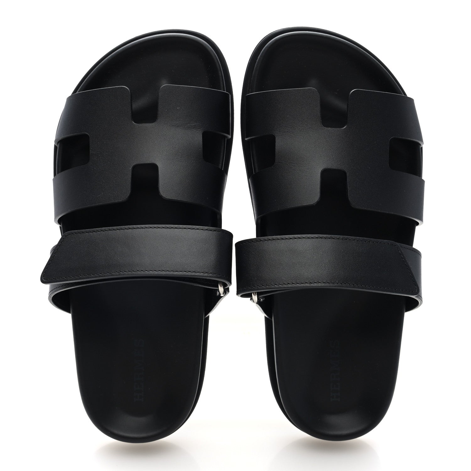 Hermes Calfskin Womens Chypre Sandals 35.5 Black 2 of 10