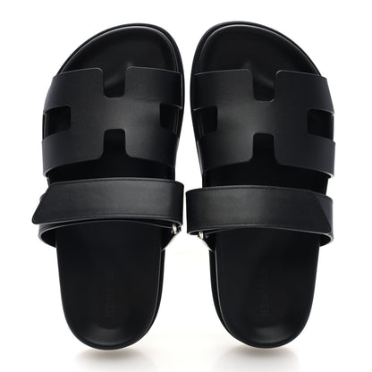Hermes Calfskin Womens Chypre Sandals 35.5 Black 2 of 10