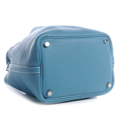 Hermes Taurillon Clemence Picotin Lock PM Blue Jean 4 of 7