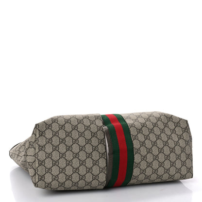 Gucci GG Supreme Monogram Textured Calfskin Web Medium Ophidia Shopping Tote Beige Ebony New Acero 4 of 11