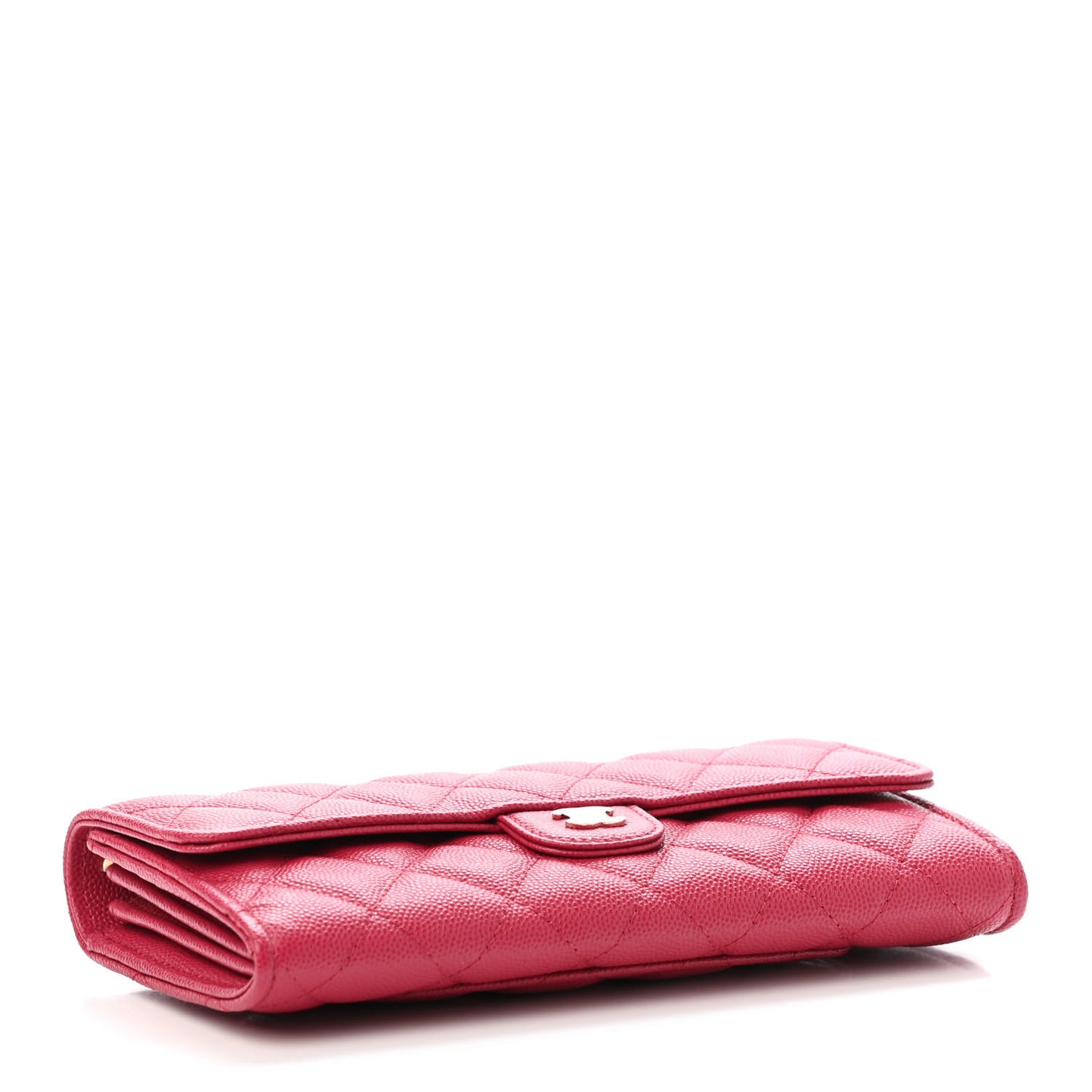 Caviar Quilted Long Flap Wallet Dark Pink