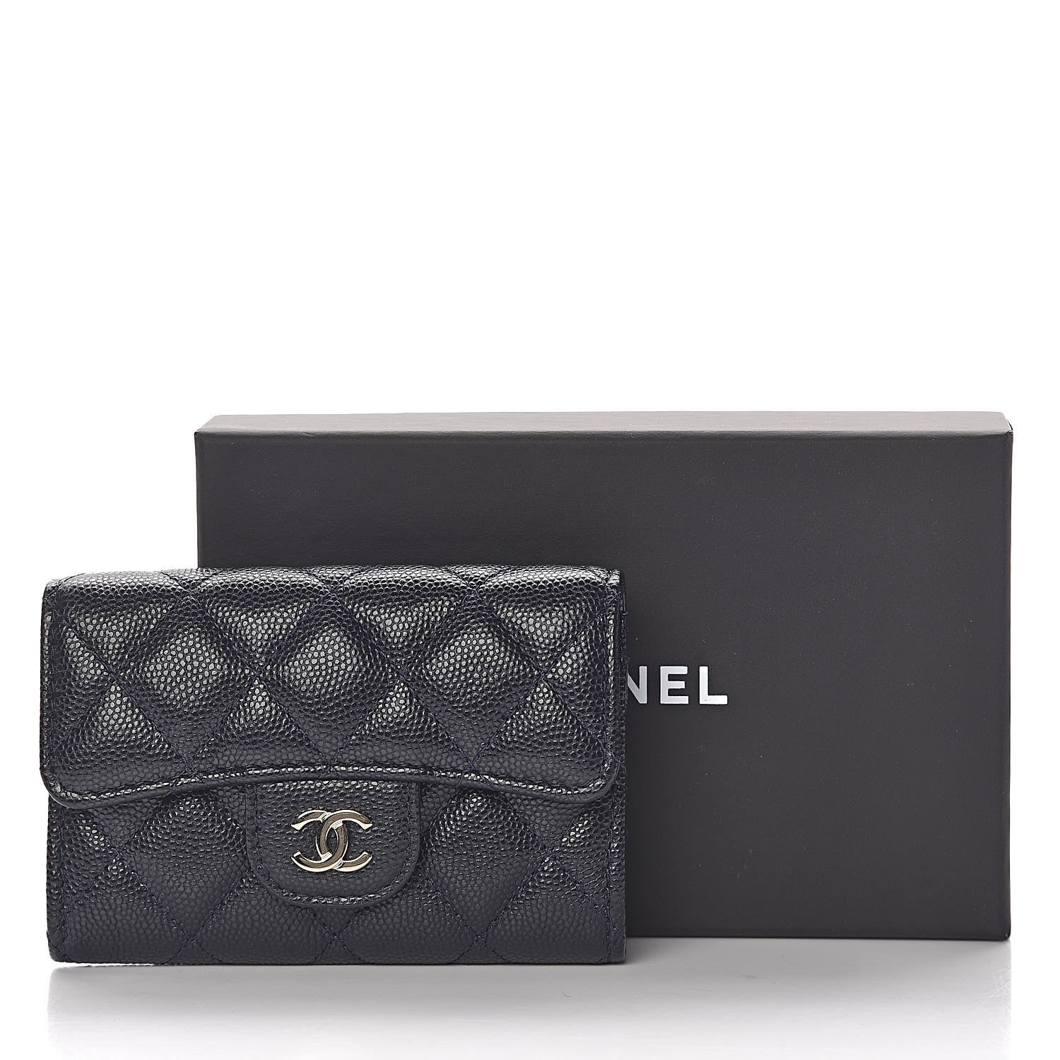 Chanel Caviar Quilted Flap Card Holder Wallet Navy Blue 12 of 12