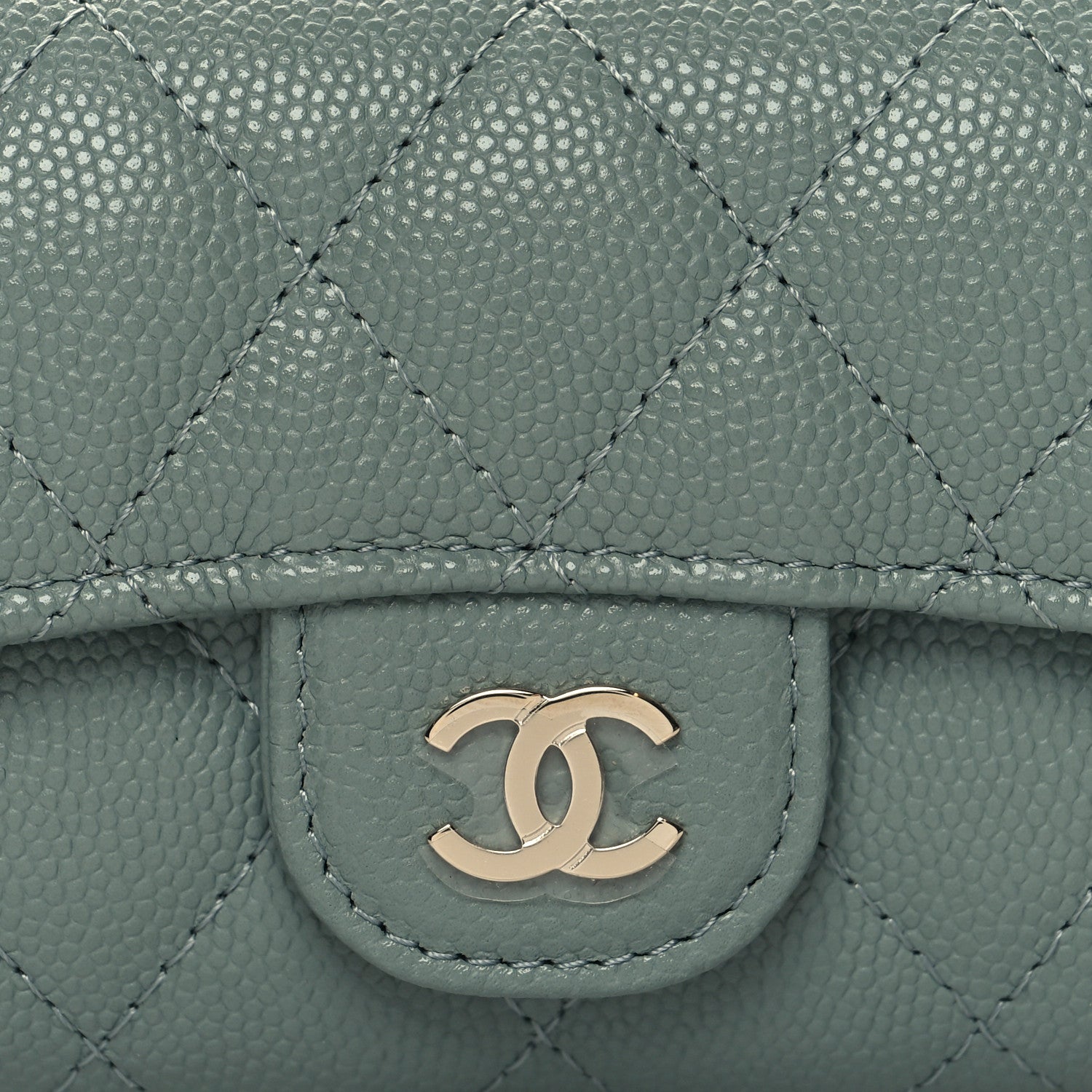 Chanel Caviar Quilted Classic 4 Key Holder Wallet Light Green 9 of 10
