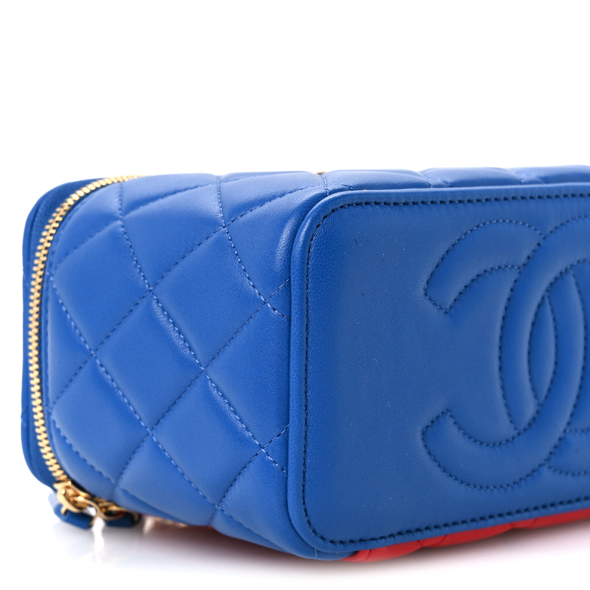 Chanel Lambskin Quilted Top Handle Vanity  Blue Red Yellow 9 of 11