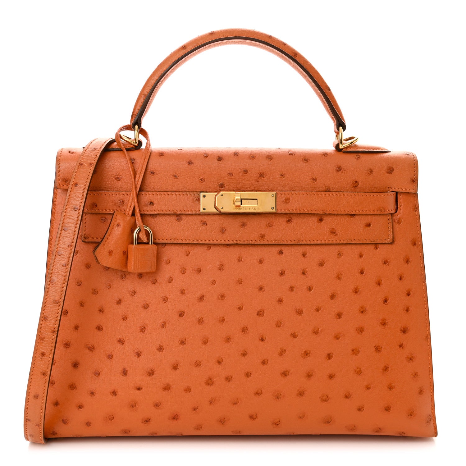 Hermes Ostrich Kelly Sellier 32 Orange 1 of 13