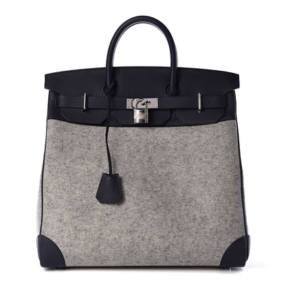 Hermes Togo Todoo Feutre HAC Birkin 40 Gris Clair Bleu Nuit 1 of 32
