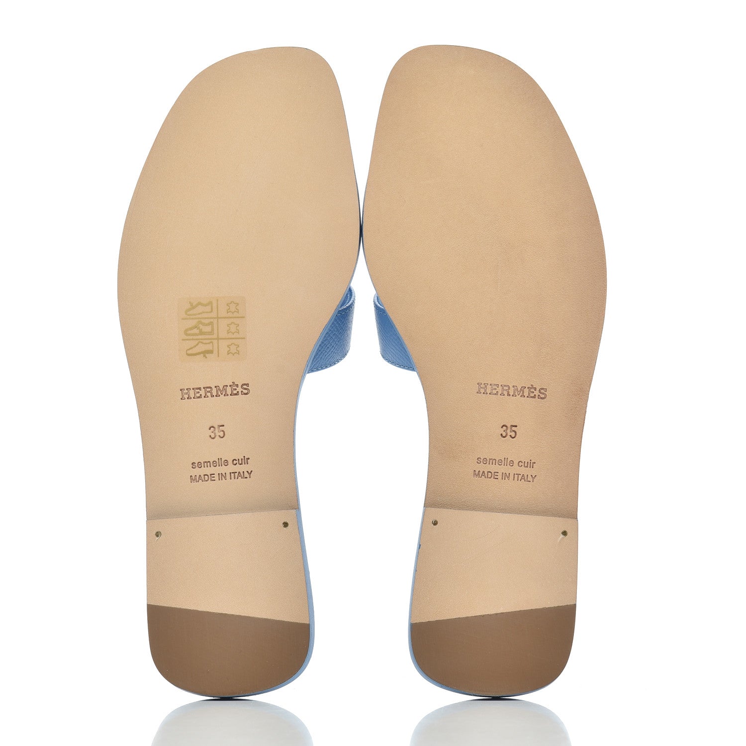 Hermes Epsom Oran Sandals 35 Bleu Faience 5 of 12