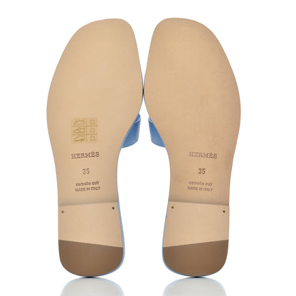 Hermes Epsom Oran Sandals 35 Bleu Faience 5 of 12
