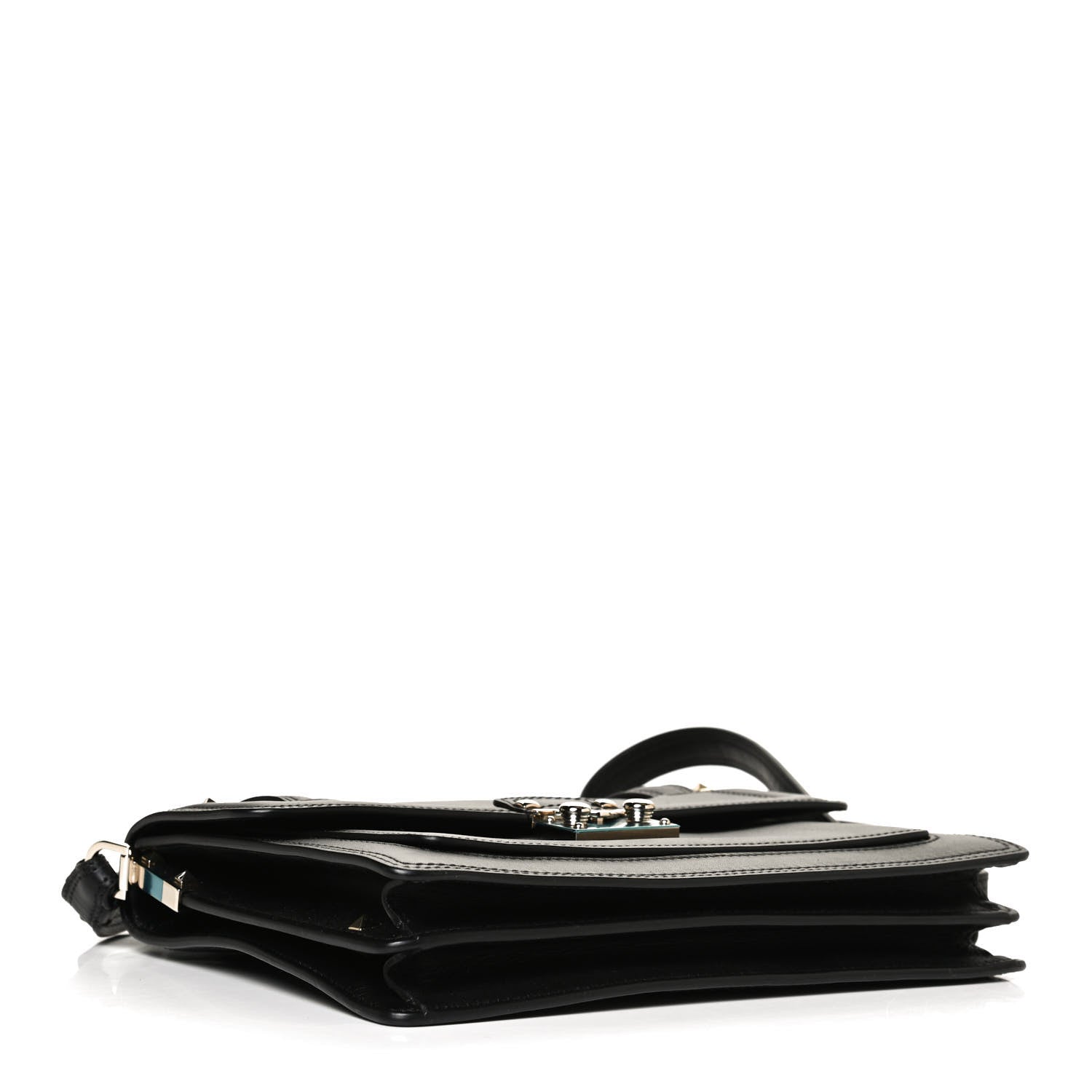Valentino Garavani Vitello Medium Rockstud Cabana Top Handle Satchel Black 4 of 10