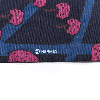 Hermes Silk Les Nouveaux Amoureux de Paris Twilly Marine Violet White 3 of 4
