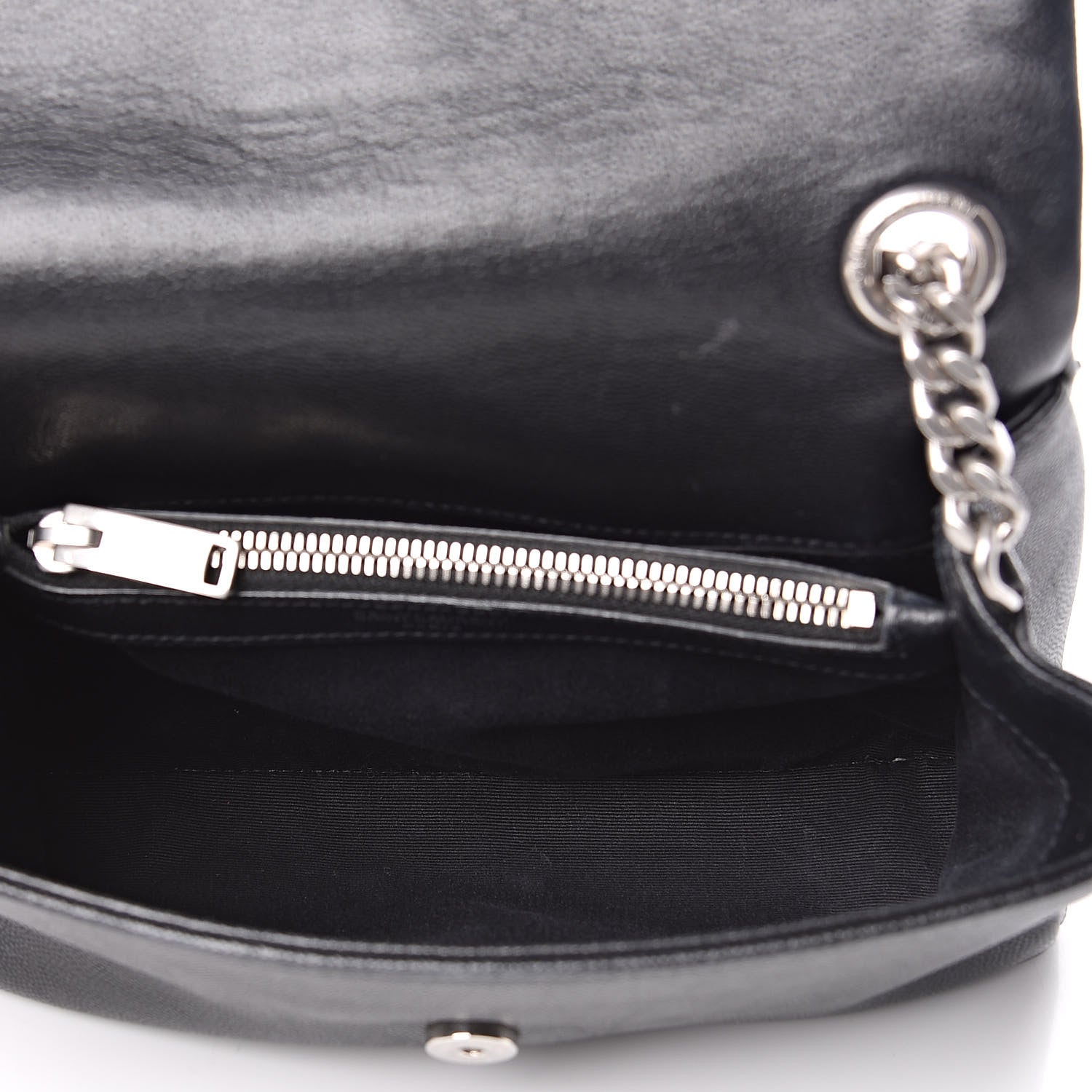 Saint Laurent Grain De Poudre Small West Hollywood Monogram Fold-Over Bag Black 5 of 14