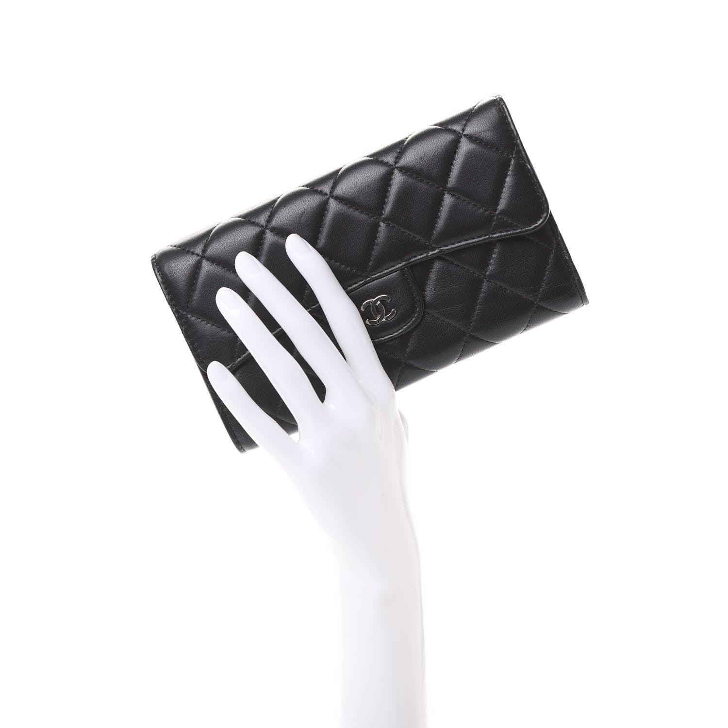 Chanel Lambskin Quilted Large Flap Wallet Black 2 of 11