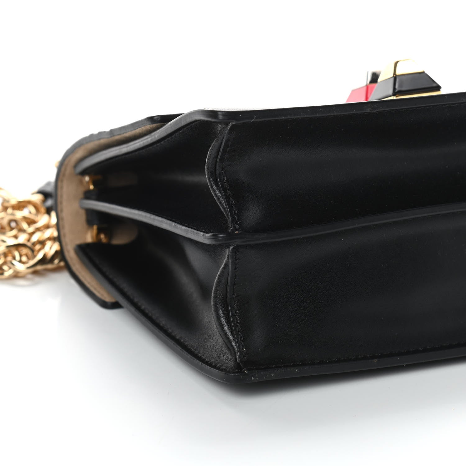 Fendi Vitello Liberty Bi-Color FF 1974 Embossed Small Kan I Shoulder Bag Black Maya 8 of 9