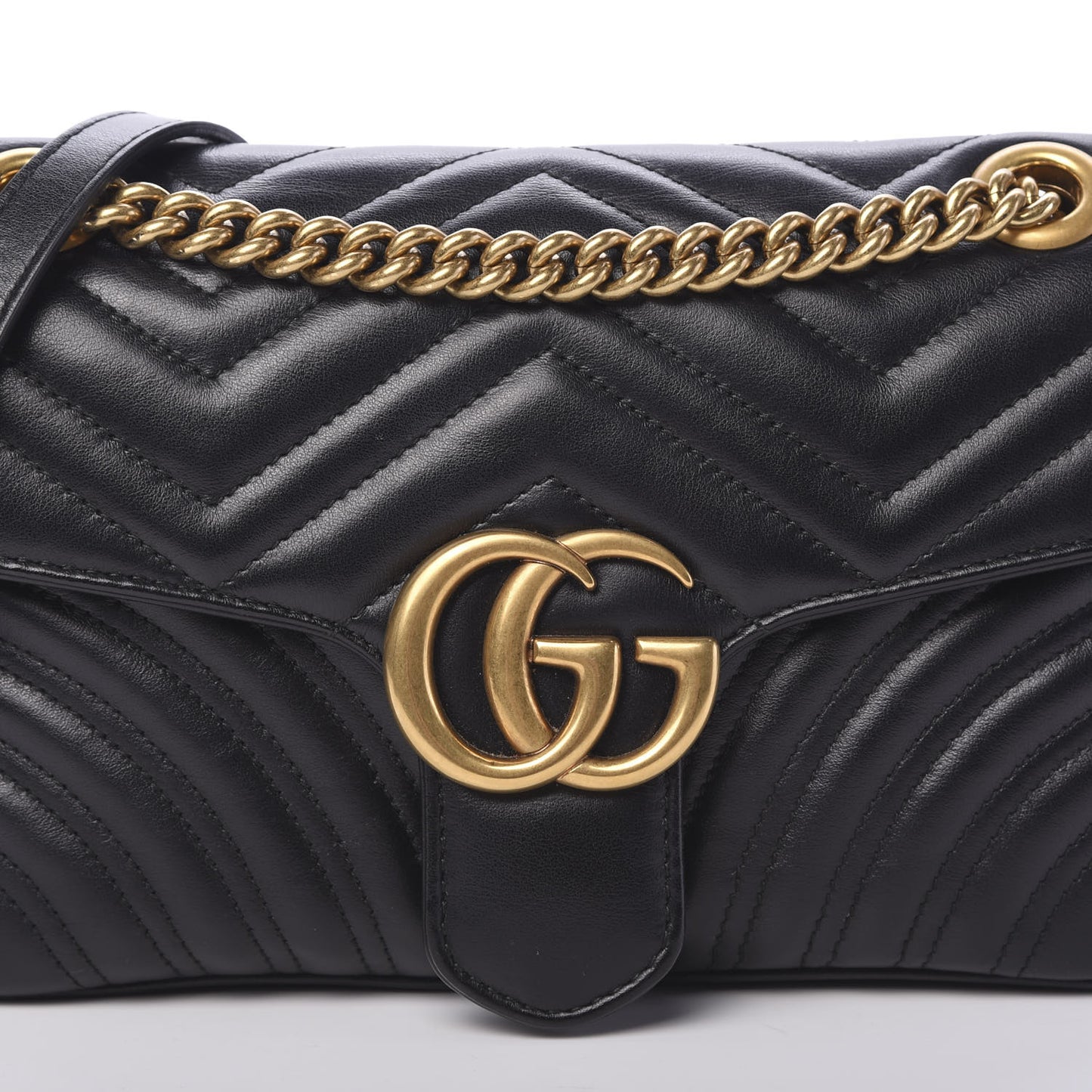 Calfskin Matelasse Small GG Marmont Shoulder Bag Black