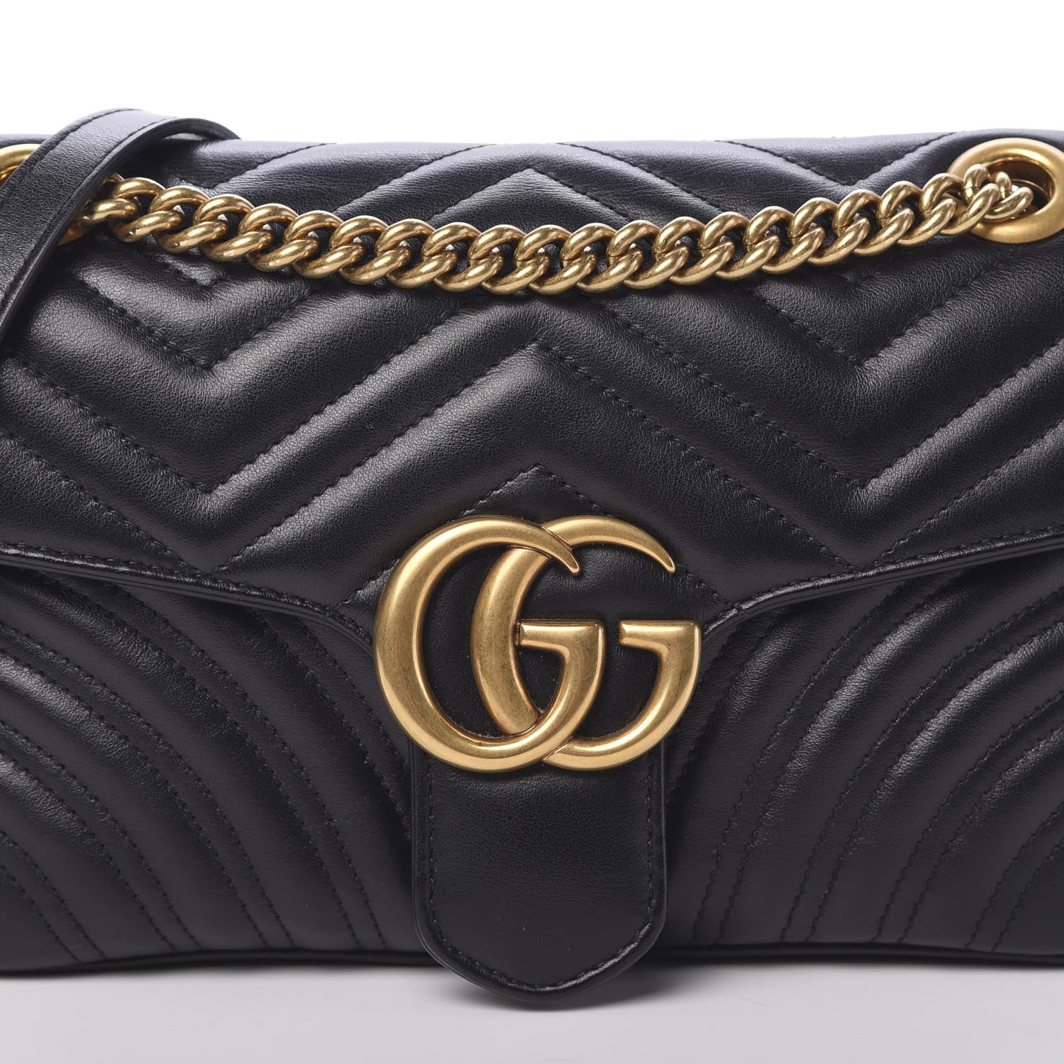 Gucci Calfskin Matelasse Small GG Marmont Shoulder Bag Black 10 of 10