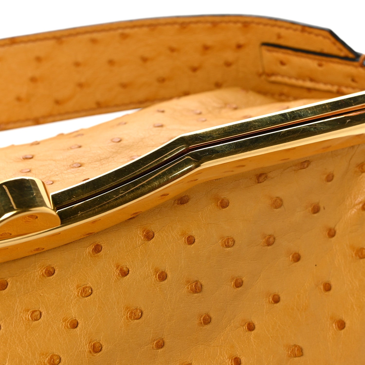 Miu Miu Ostrich Frame Shoulder Bag Yellow 6 of 6