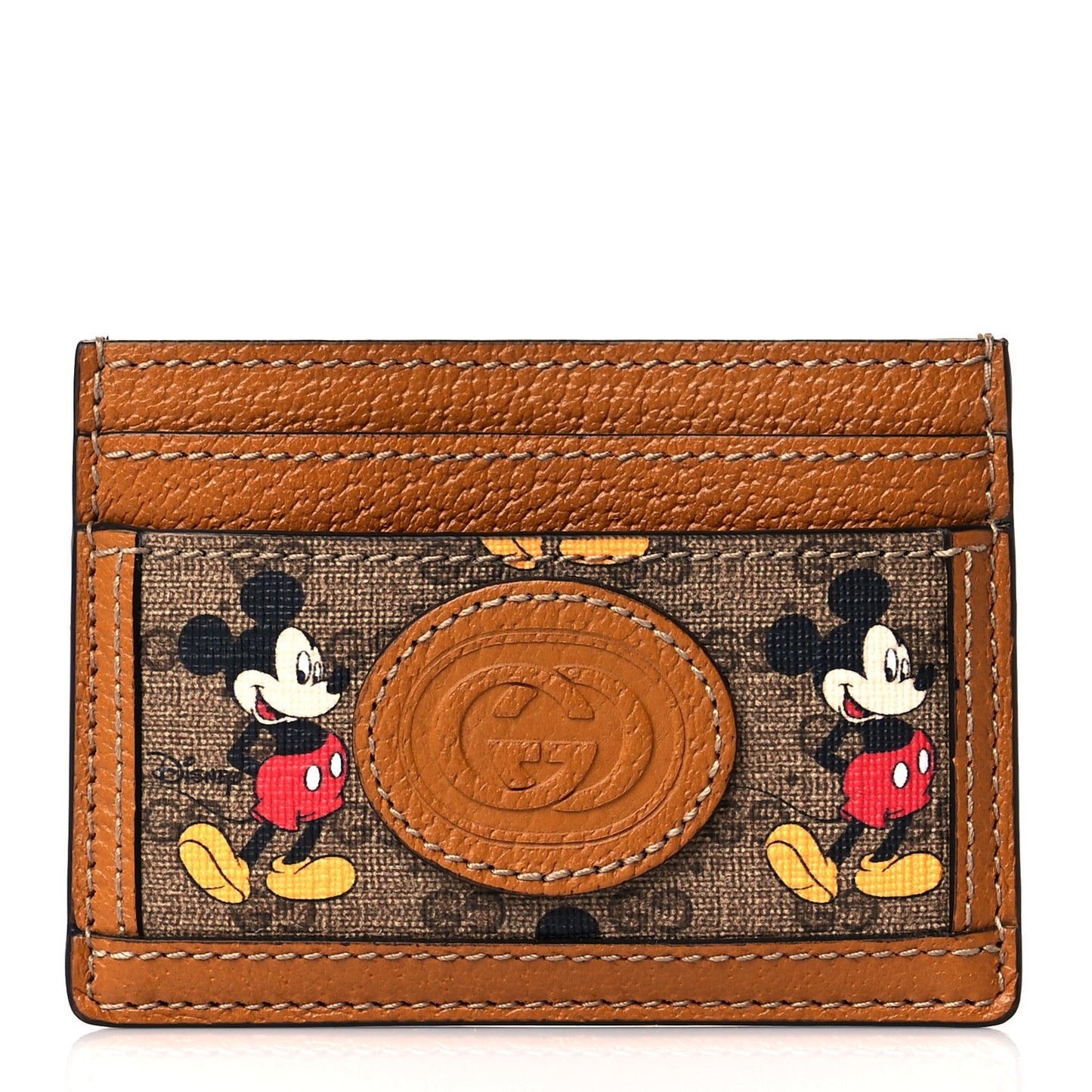 X DISNEY Mini Vintage GG Supreme Monogram Mickey Mouse Card Holder Beige Vintage Sun Oil