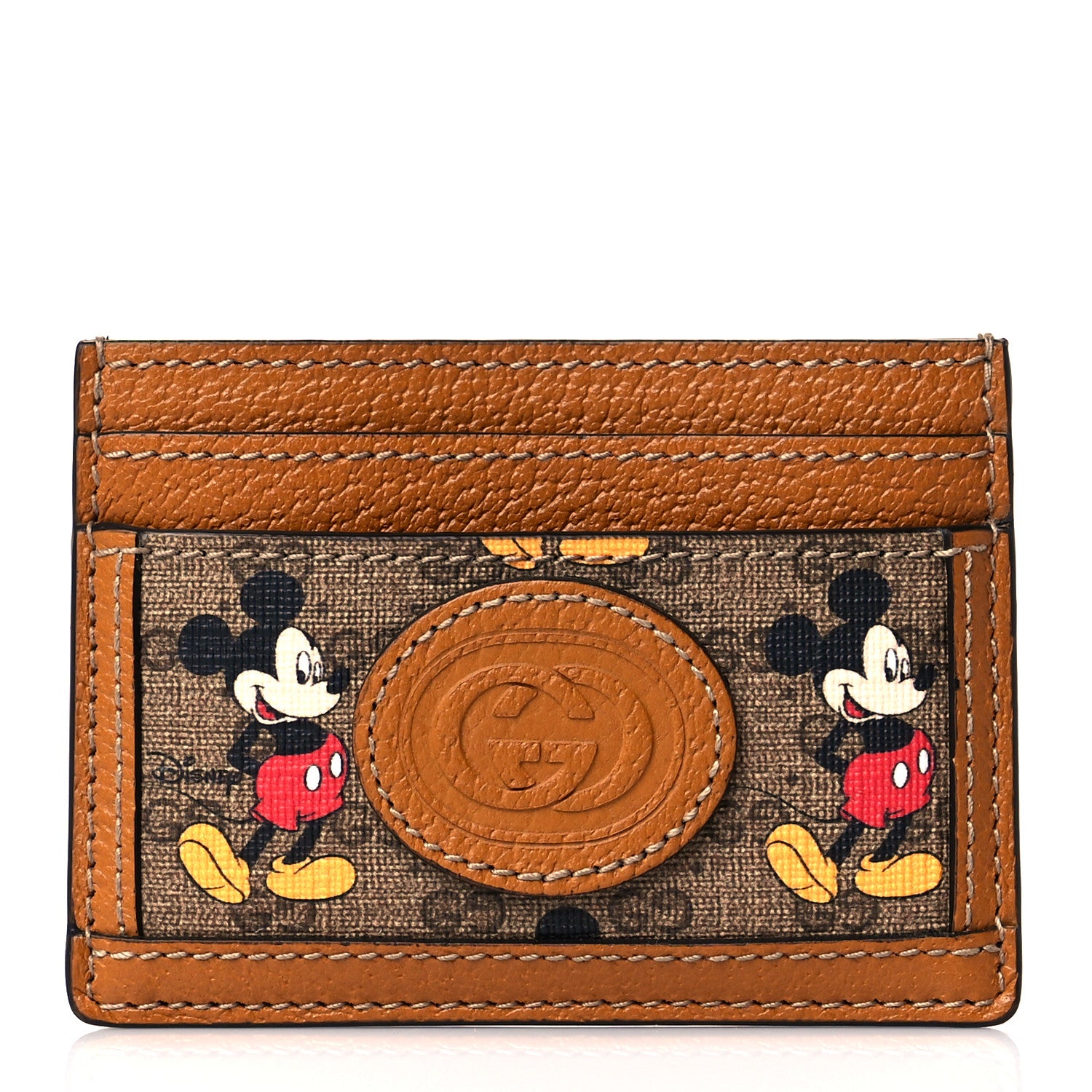 Gucci X DISNEY Mini Vintage GG Supreme Monogram Mickey Mouse Card Holder Beige Vintage Sun Oil 1 of 8