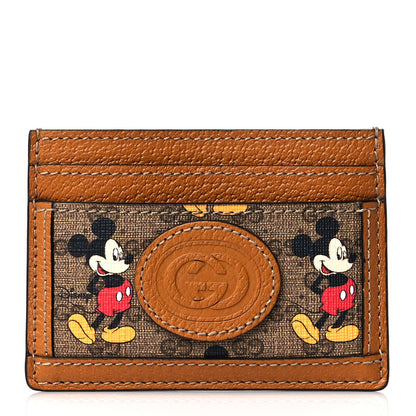 Gucci X DISNEY Mini Vintage GG Supreme Monogram Mickey Mouse Card Holder Beige Vintage Sun Oil 1 of 8