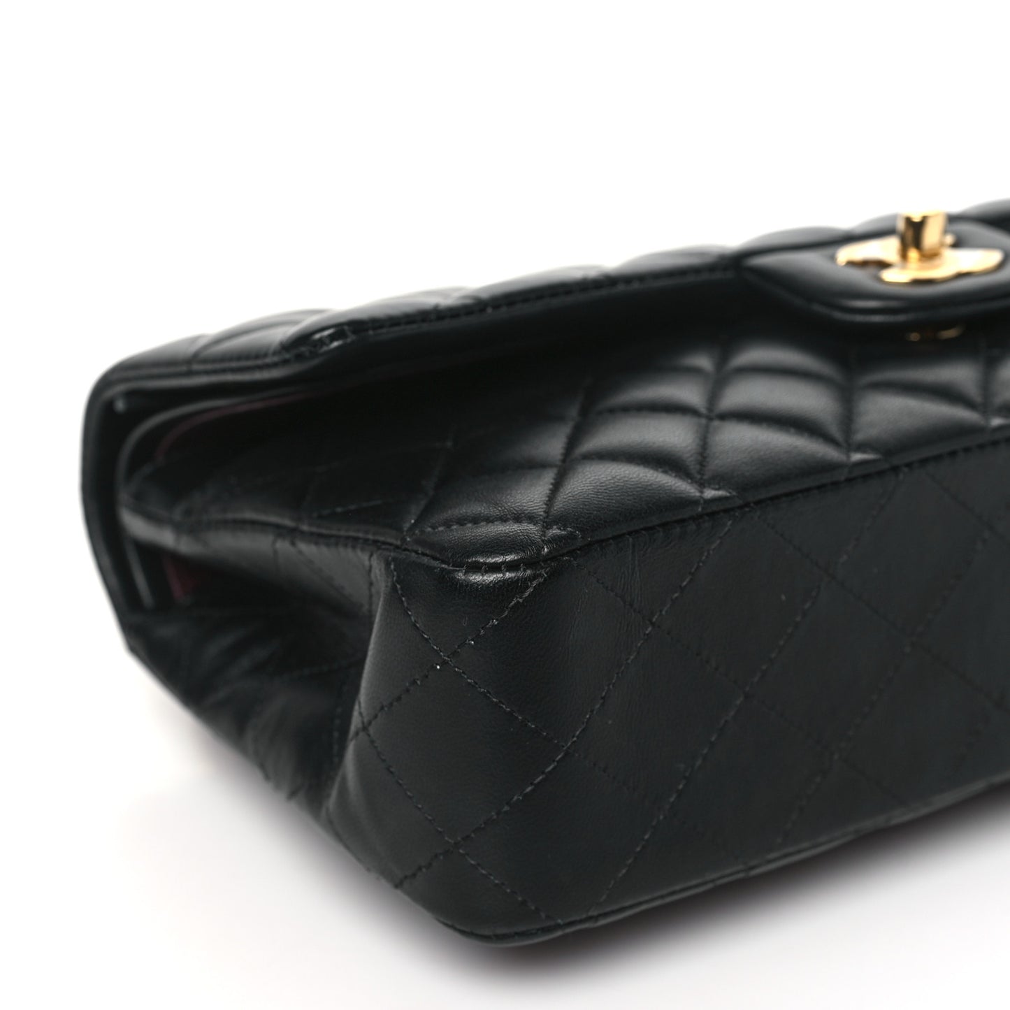 Lambskin Quilted Medium Double Flap Black