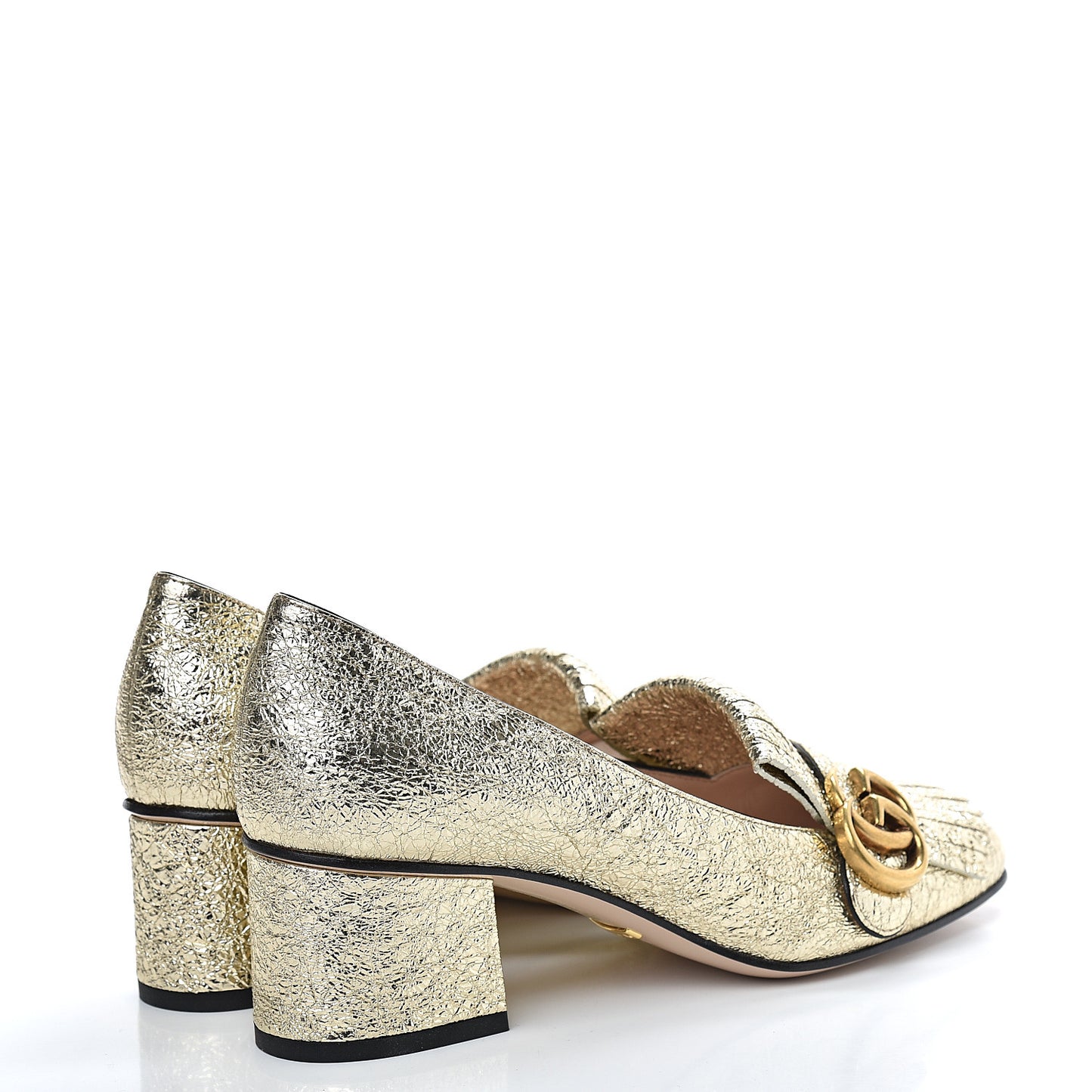 Galassia GG Marmont Fringe 50mm Loafer Pumps 37 Platino