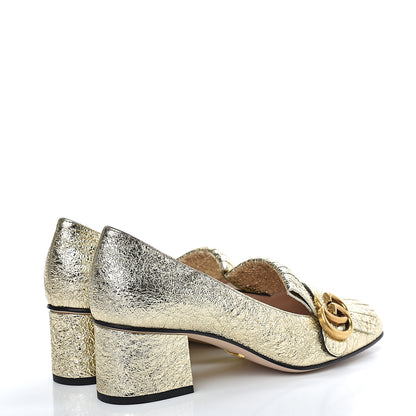 Gucci Galassia GG Marmont Fringe 50mm Loafer Pumps 37 Platino 4 of 10