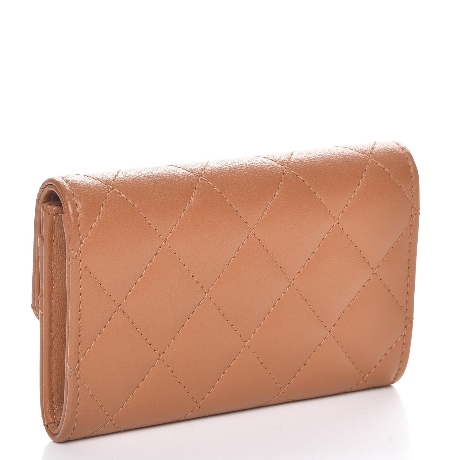 Chanel Lambskin Quilted Flap Card Holder Beige 3 of 9