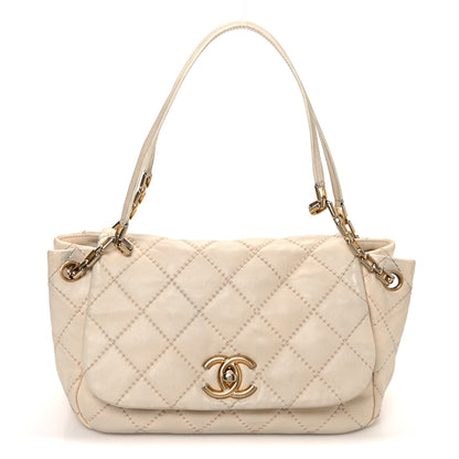 Chanel Calfskin Quilted Retro Chain Flap Dark White 1 of 14