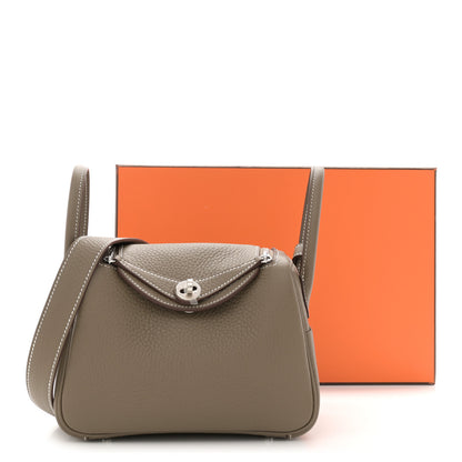 Hermes Taurillon Clemence Mini Lindy 20 Etoupe 11 of 11
