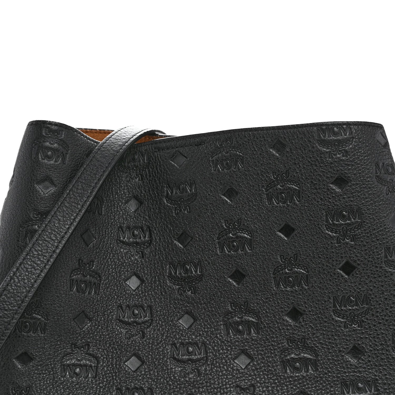 MCM Calfskin Ottomar Monogram Sarah Convertible Hobo Black 8 of 10