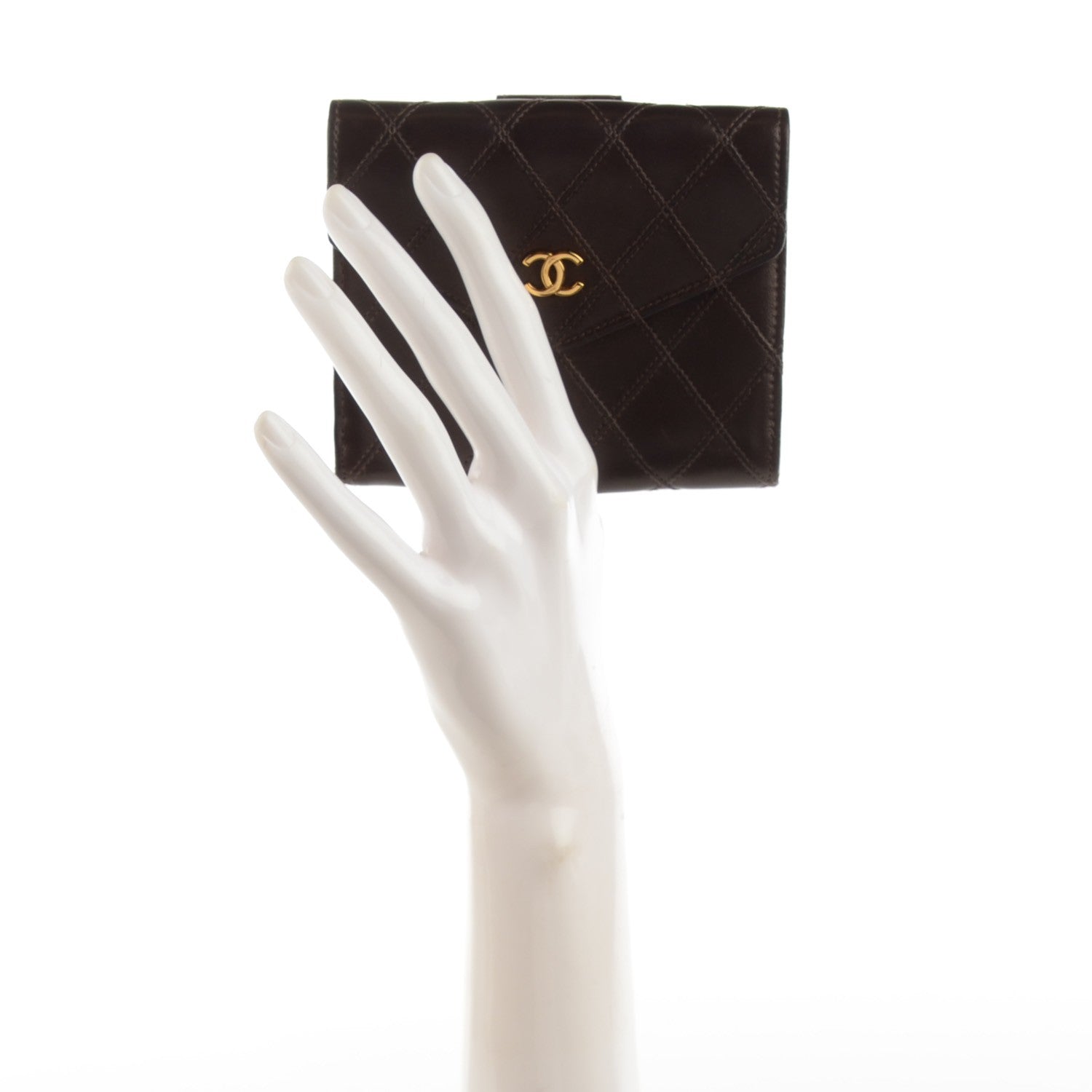 Chanel Lambskin Stitched Compact French Wallet Brown 2 of 8