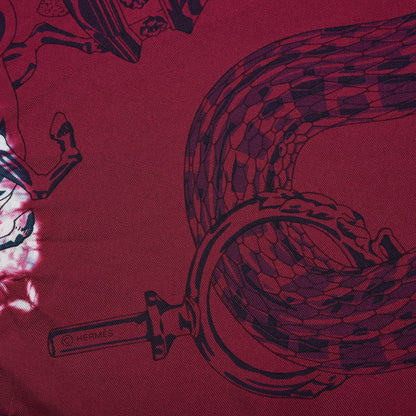 Hermes Silk Caducee Rock Tie and Dye Scarf 100 Magenta Cobalt 6 of 8