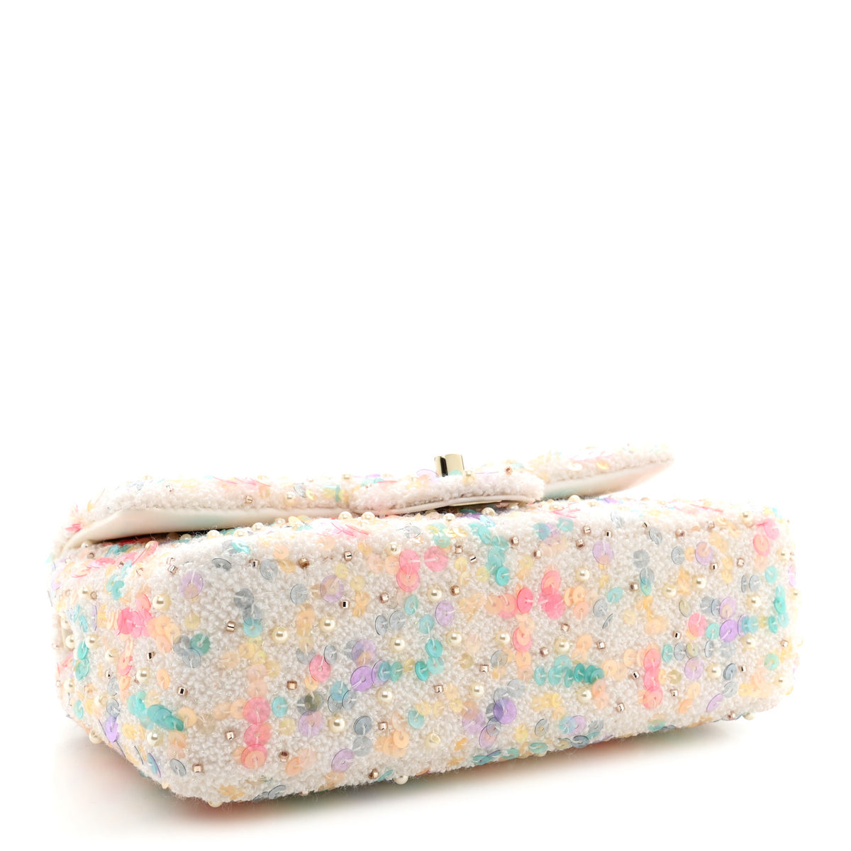 Chanel Tweed Sequin Mini Rectangular Flap White Multicolor 4 of 11