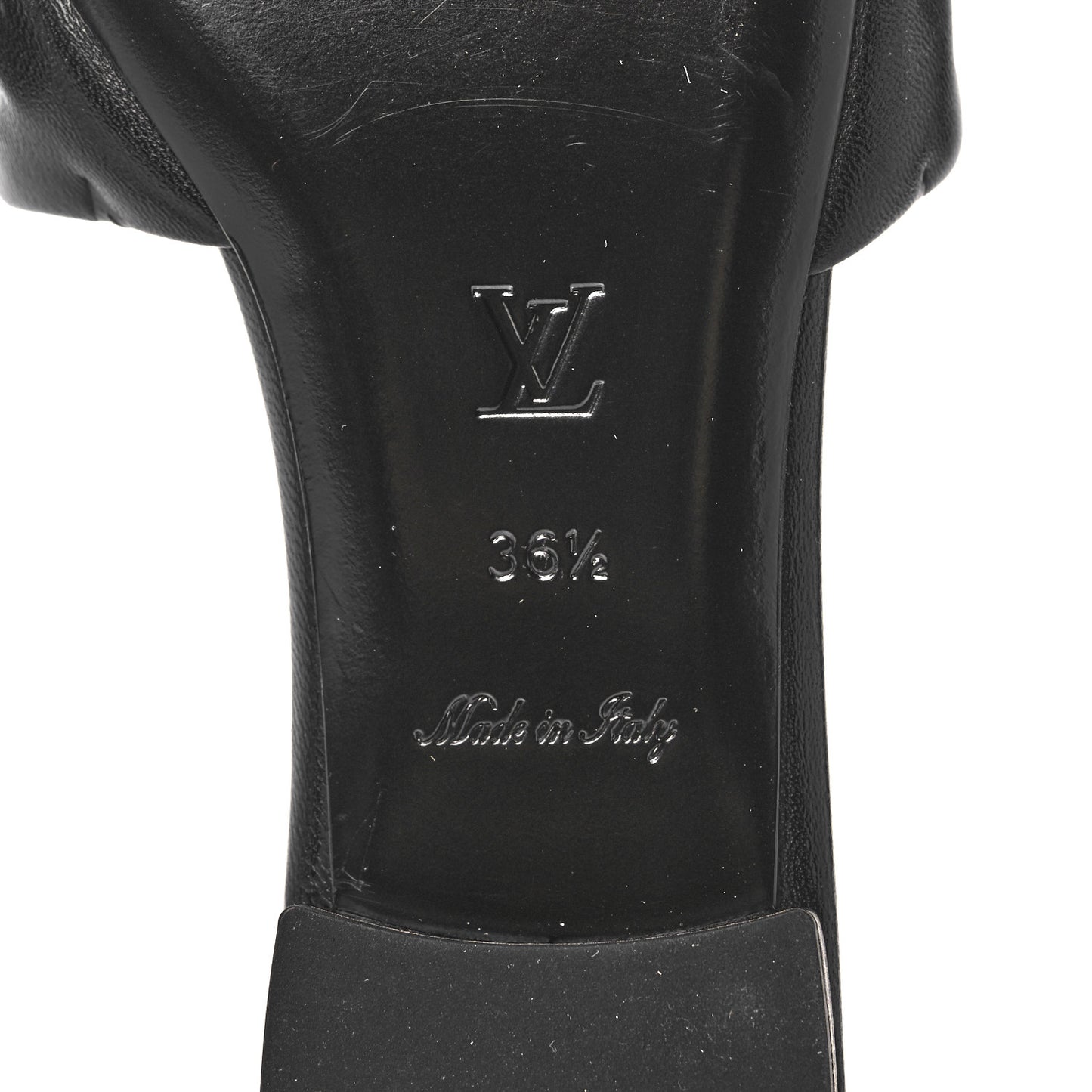 Lambskin Embossed Monogram Revival Flat Mules 36.5 Black