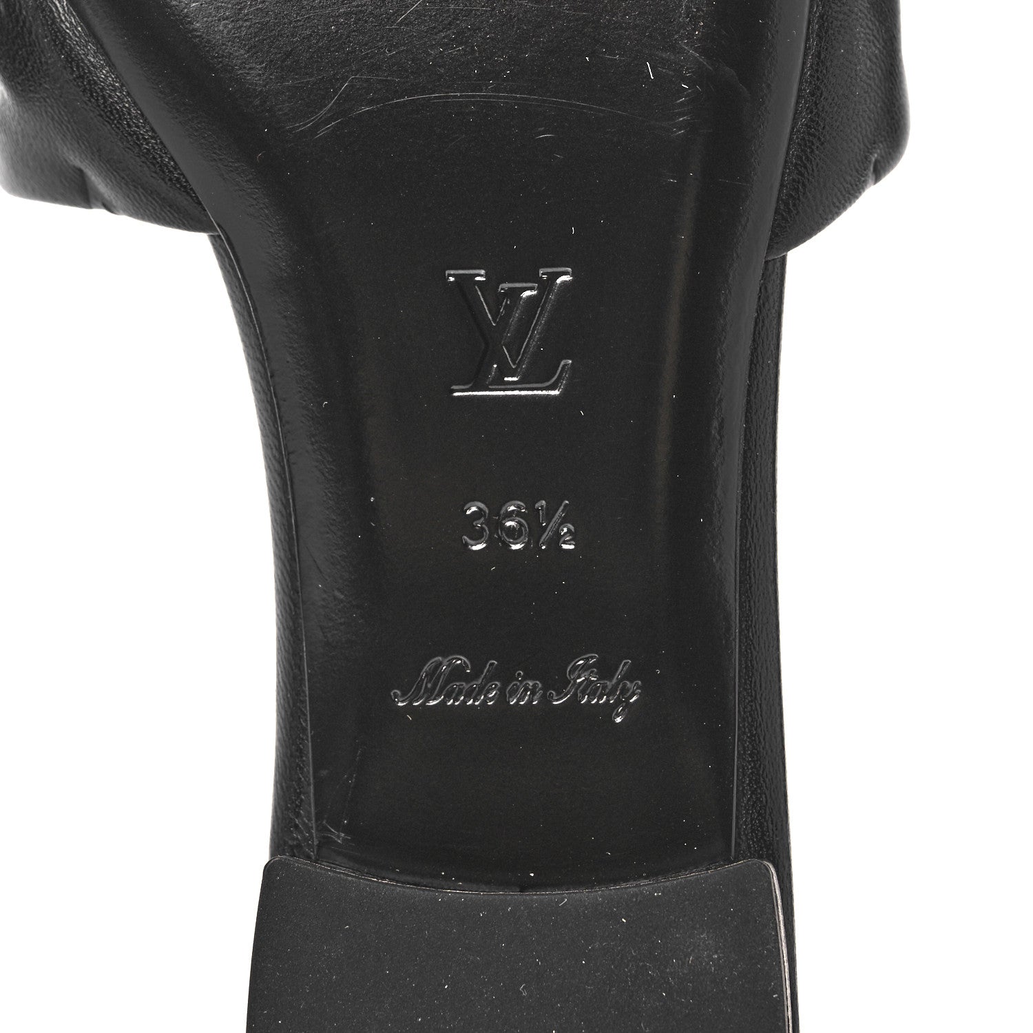 Louis Vuitton Lambskin Embossed Monogram Revival Flat Mules 36.5 Black 6 of 9